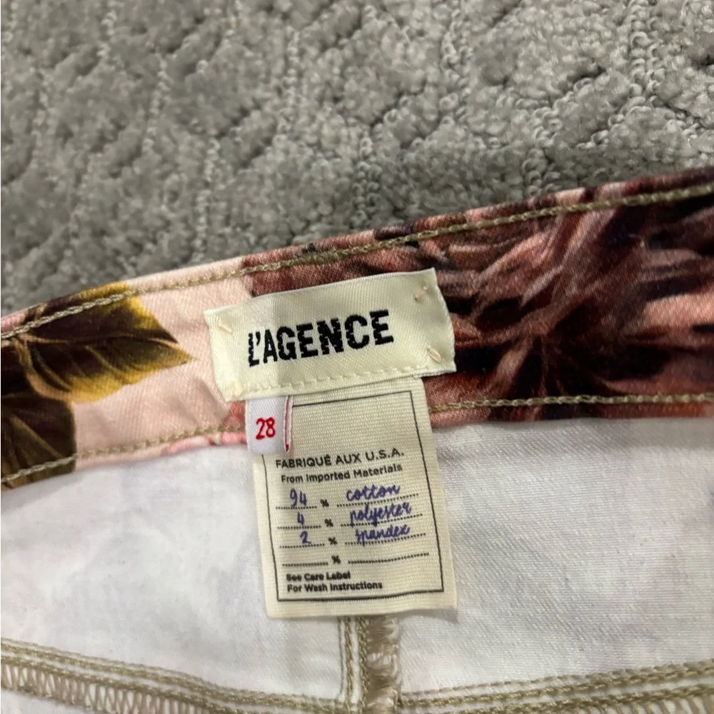 L'AGENCE Cream/Pink Floral Margot High Rise Skinny Ankle Jean Sz 28 EUC - Picture 9 of 11
